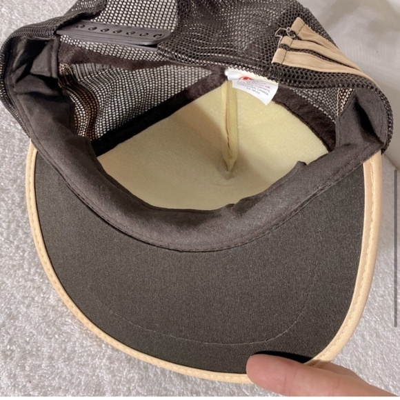 Vintage Beige Brown OK Tire Mesh Back Snap Back Trucker Hat - Picture 6 of 9